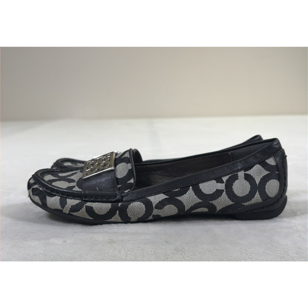 Coach Sid Signature C Black Jacquard Leather Loafer Driving Moc Women’s Size 6.5 - Picture 4 of 14